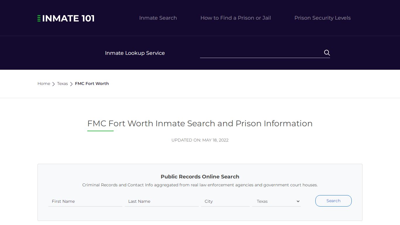 FMC Fort Worth Inmate Search | Lookup | Roster